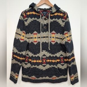 American Eagle Mens Md. Aztec Southwest Pattern Knit Heavyweight Cotton Hoodie